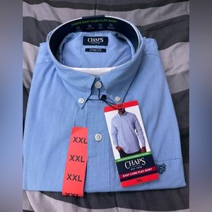 Chaps Plaid Easy Care Shirt Men's 2XL XXL Long Sleeve Button Down Blue. NWT!!!